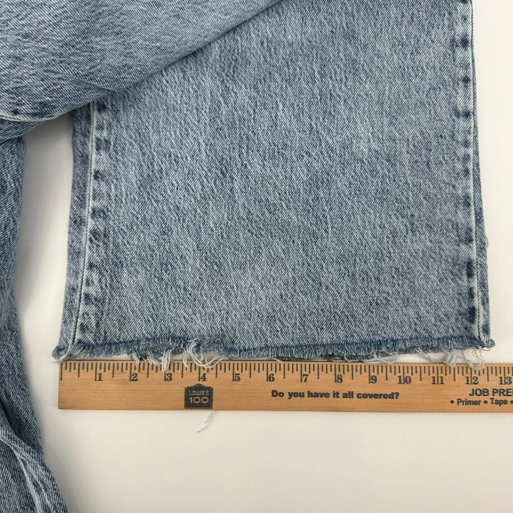 Rewash Wide Leg Jeans Womens 5x27 Light Blue Denim Low Rise Frayed Hem Outdoor‎